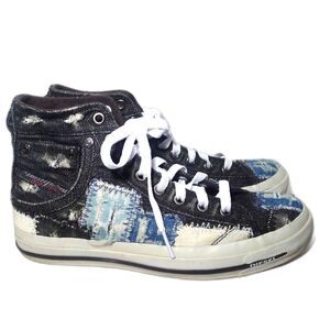 Diesel Black/Blue Patchwork Denim Exposure IV Women's High Top Sneaker - 7
